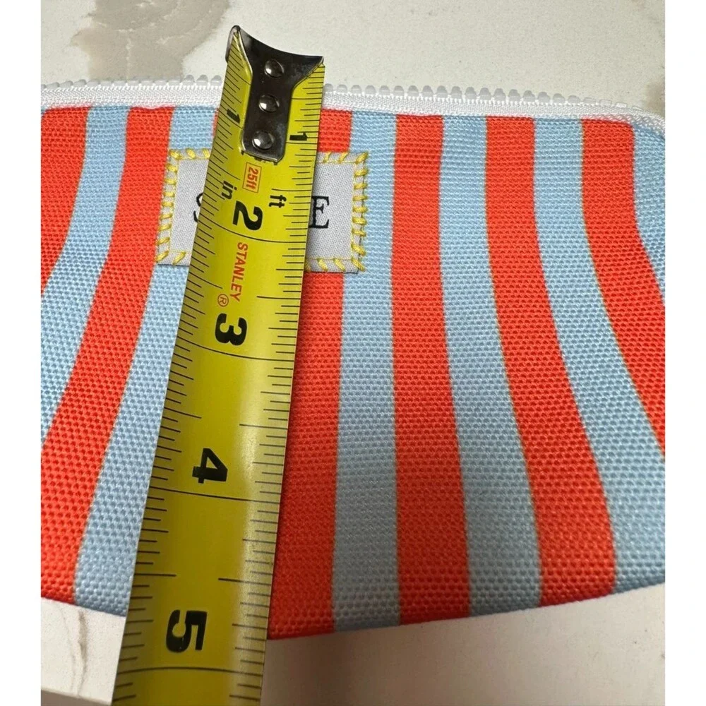 Striped Makeup Pouch Sardine Euro Summer Zip Toiletry Holder Coastal Cabana New